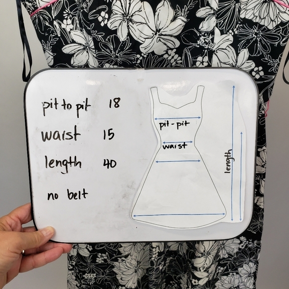 Scarlett vintage floral black white with pink piping fit and flare dress size 10 - Picture 8 of 8